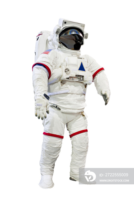宇航员被隔离在白色背景下