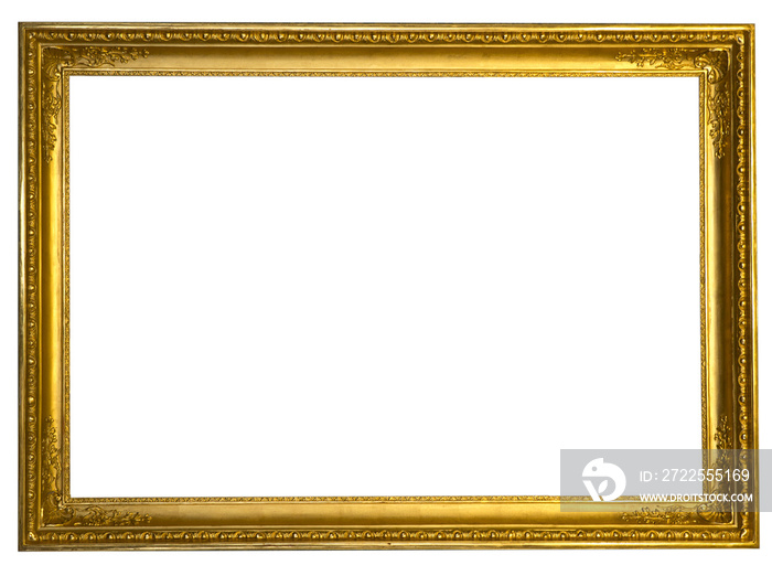 Decorative antique golden frame isolated on white background