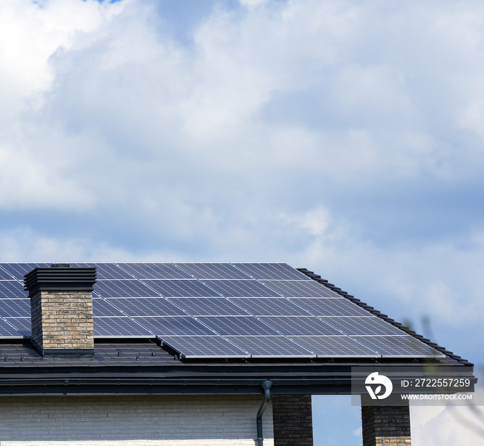 roof of a residential building with solar panels