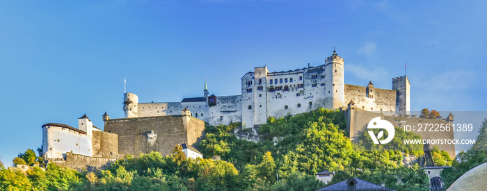 Beautiful view of Salzburg Hohensalzburg fortress, Salzburg, Salzburger Land, Austria