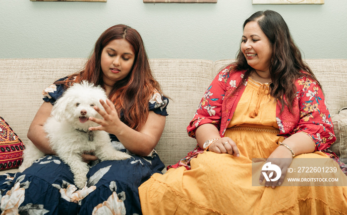 South Asian Mother and daughter portraits at home