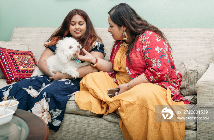 South Asian Mother and daughter portraits at home