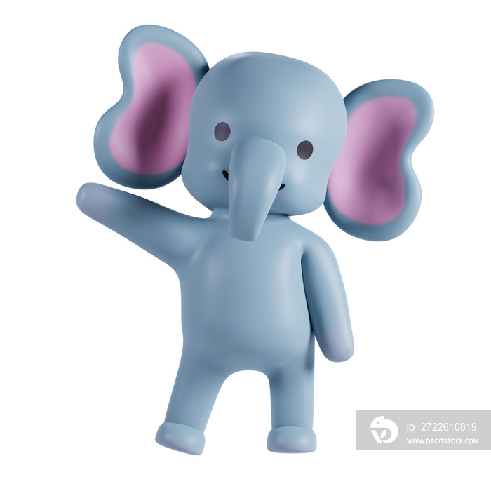 3d render cute elephant