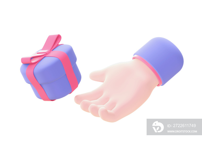 3d illustration icon of purple Giving and receiving gift for UI UX web mobile apps social media ads designs