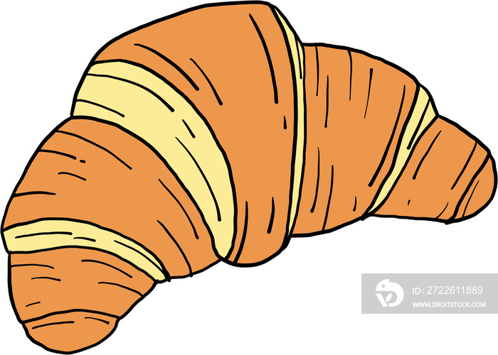 doodle freehand sketch drawing of croissant bread.