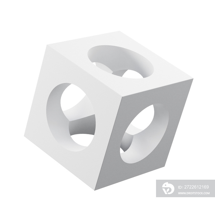 cube with hole shape 3d abstract illustration