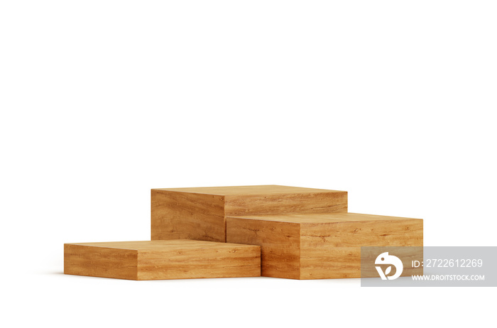 Minimal wooden pedestal product stand empty display abstract wooden minimal podium natural background for product placement 3d rendering