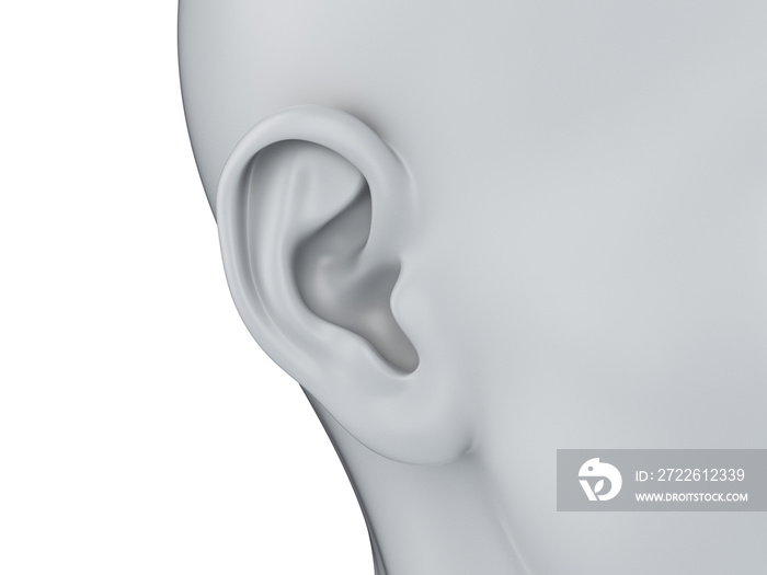 3d rendered medically accurate illustration of a grey abstract female ear