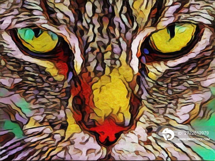 Close up cat - illustrated
