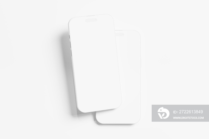 Iphone 14 Pro Max Clay 3D Rendering White Blank Mockup