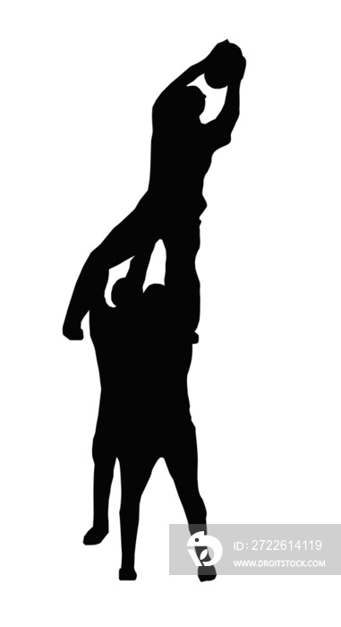 Sport Silhouette - Rugby Players Supporting Lineout Jumper