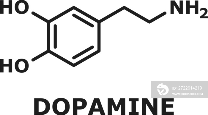 Dopamine human hormone molecule chemical structure