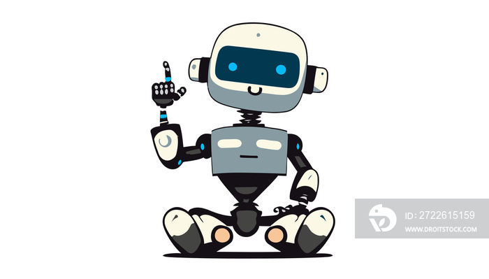 A cute little robot in Vector style. Isolated. Transparent background.