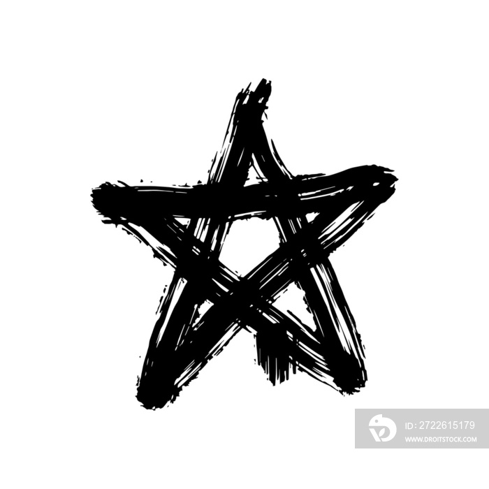 star shape in black ink strokes for design element. Graphic design elements for lower third, text effect, photo overlay, etc. Chinese style abstract  strokes