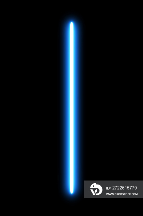 Realistic bright laser beam sword on black background.