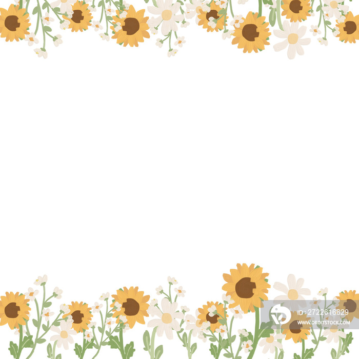 sunflower oil paint wild flower frame banner background