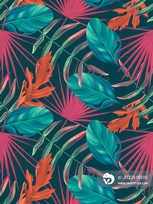 Seamless tropical leaves pattern