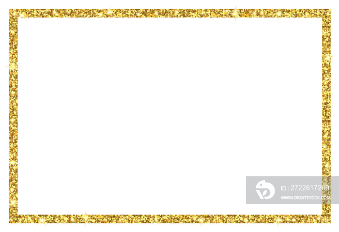 rectangle gold glitter  isolated on transparent background illustration, 6:4 scale ratio border cut out,PNG, clip art template for card, poster, banner, header