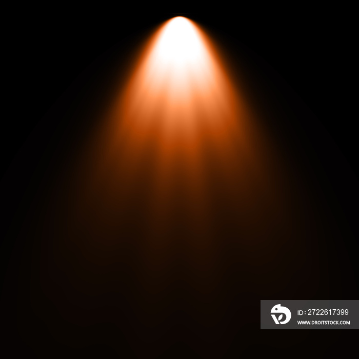 Isolated orange spotlight effect on black background. Light show. Light from the top clipart.