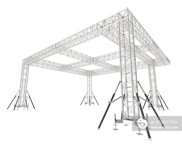 Aluminum frame structure isolated on transparent background. 3d rendering - illustration