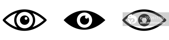 Collection of eye icons. An open eye. A view or visibility symbol. set of eyes on transparent background