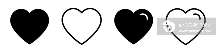 black and white Hearts shapes with transparent background