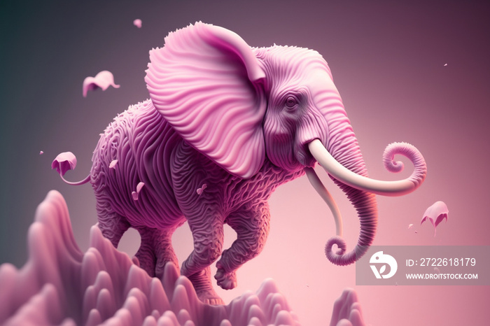 pink elephant fly 3d  background