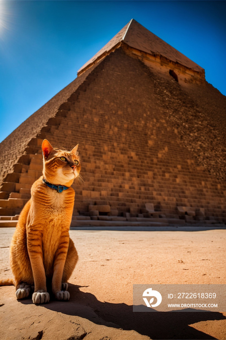 Cat near pyramid