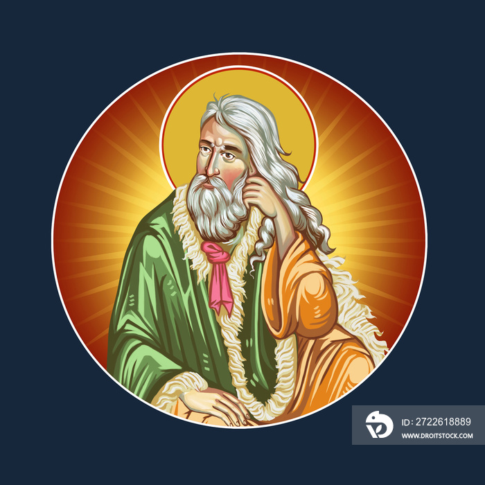 Holy Prophet Elijah. Illustration- round element in Byzantine style