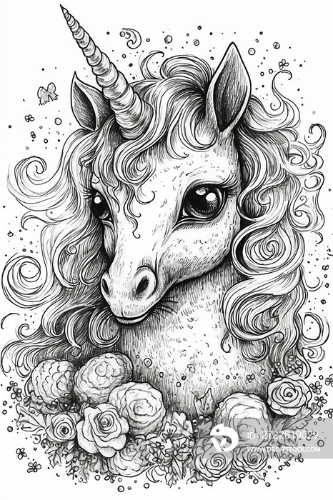 BABY UNICORN COLORING DRAWING FOR SCHOOL