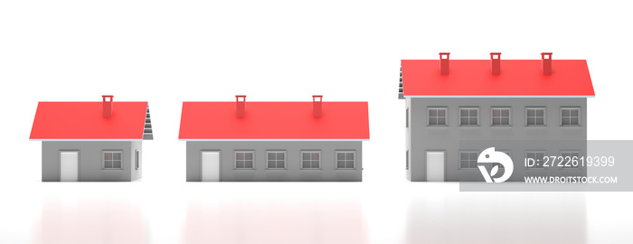 Houses miniature isolated against white background. 3d illustration