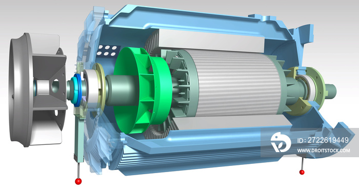 section 3D induction electric motor