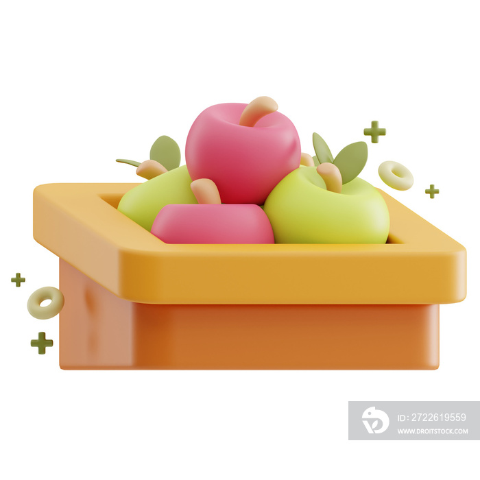 Fruit Box grocery 3D illustration