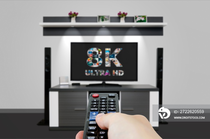 TV ultra HD. 8K television resolution technology.