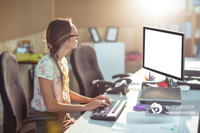 Woman working on computer