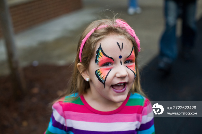 Face Painted Little Girl at a Festival