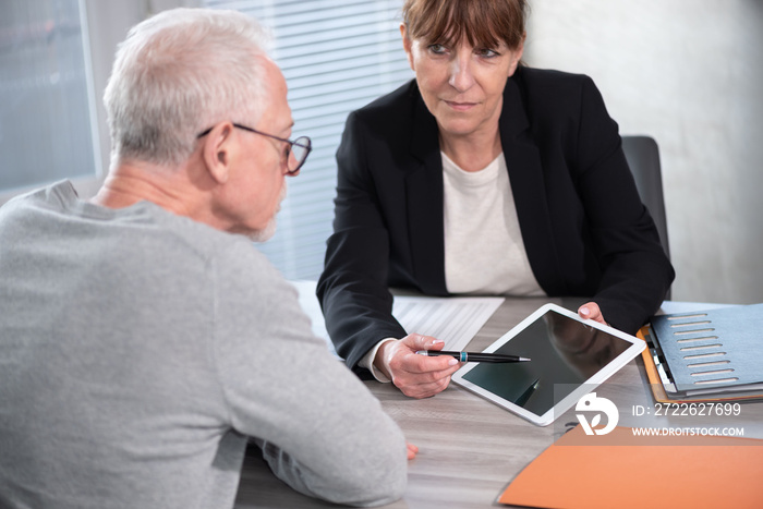 Client meeting female financial adviser