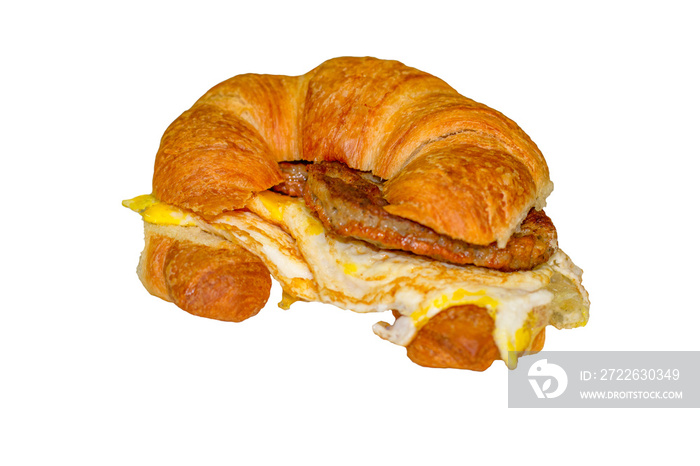 Sausage egg and cheese on a croissant