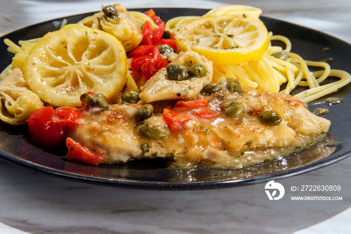 Italian Chicken Piccata Spaghetti