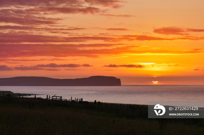 Sunset over Dunnet Head in Caithness, Scotland, UK, taken in September