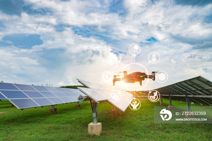 Engineers use the IR Scanner installed on the drone for use in flight, check the performance of solar cells and detect hot spots that are a cause of short circuit and equipment damage(AI technology)