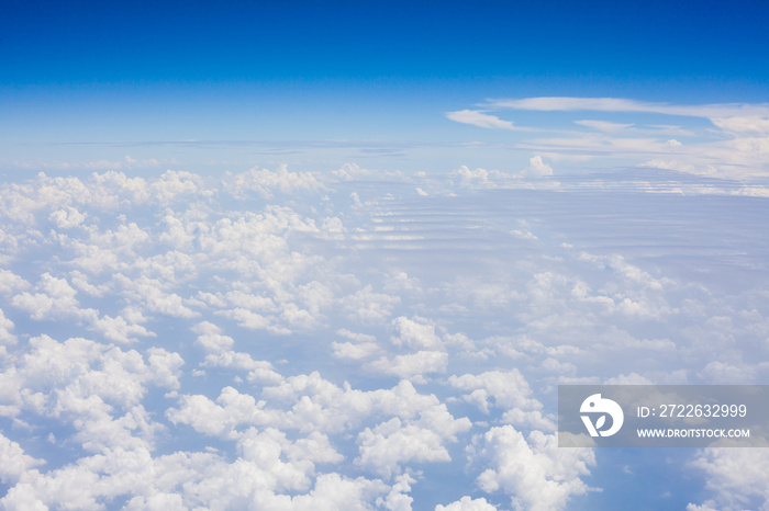 Cloudy view sky airplane, view from airplane window