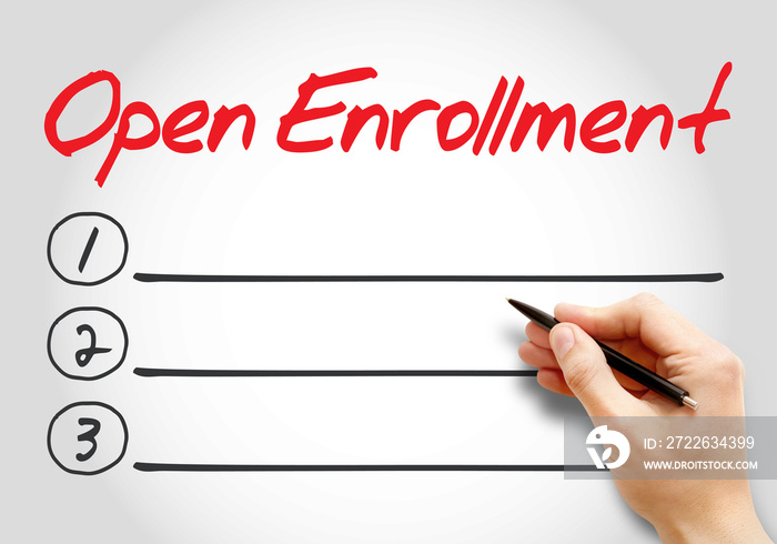 Open Enrollment blank list, health concept background