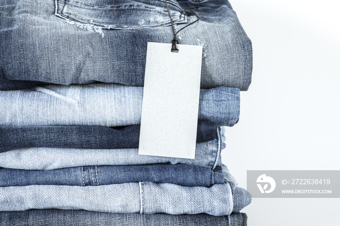 Blue jeans on white background