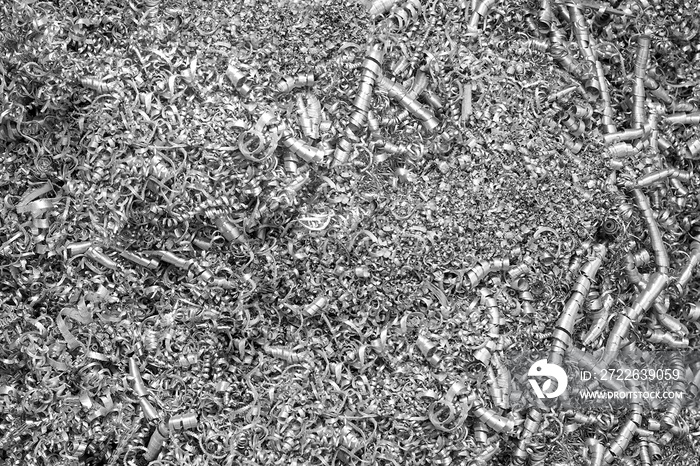 Closeup of aluminum shavings after processing