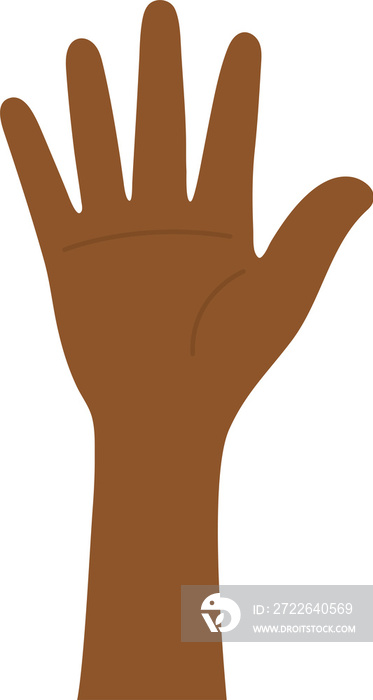 Flat design illustration of hand raised up.