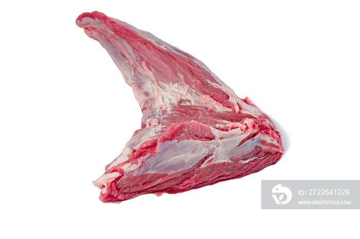 isolated raw tri tip beef steak meat on white background