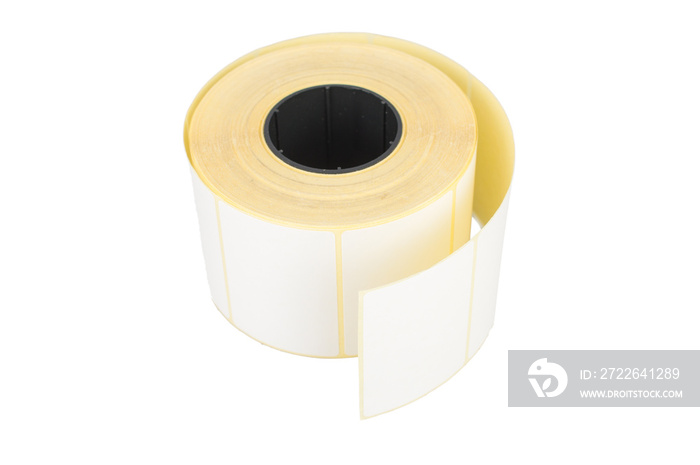 Sticky label rolls. On white, isolated background.