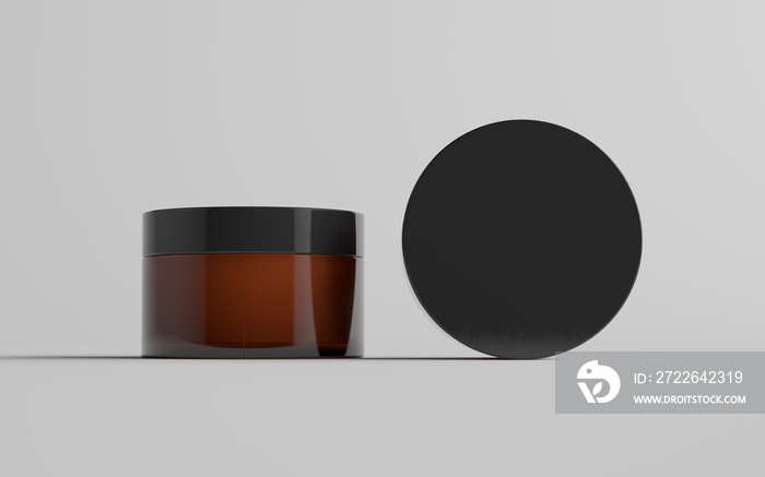 Amber Glass Cosmetic Jar Mockup - Two Jars