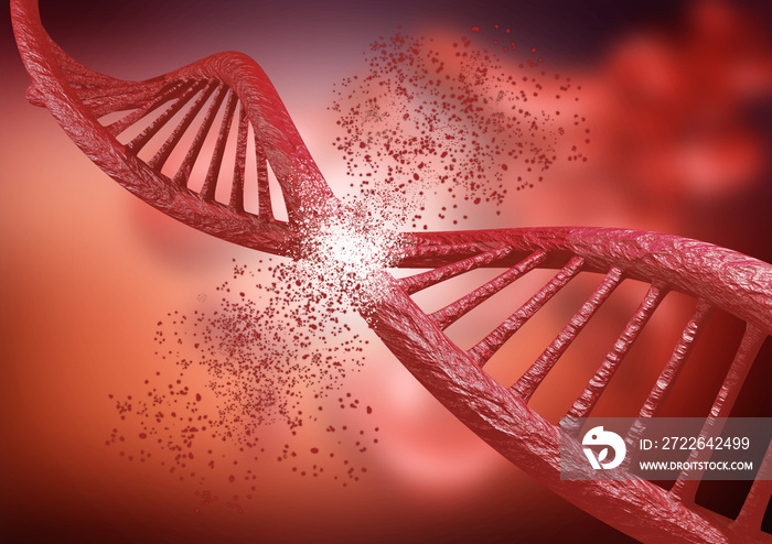 engineering and genetic editing through the Crispr technique. DNA chain breaking down